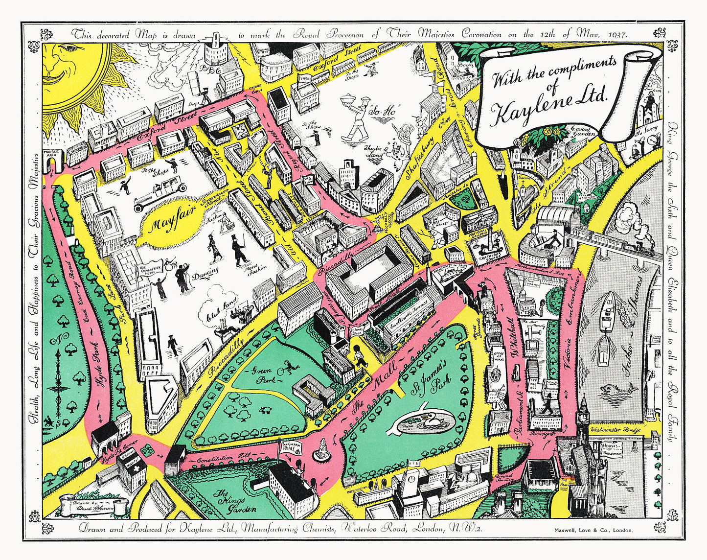 Map of the Coronation Route. London. 1937