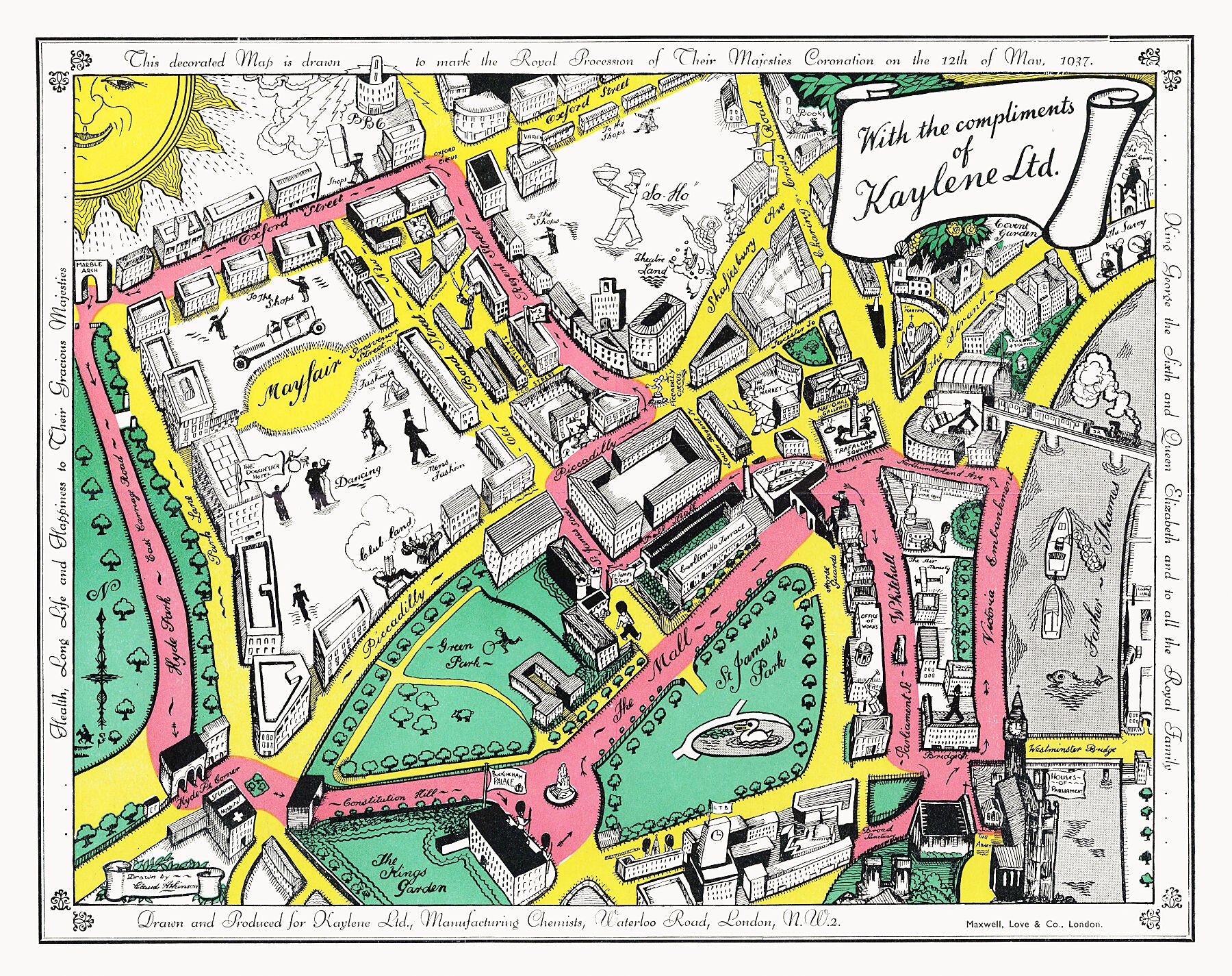 Map of the Coronation Route. London. 1937