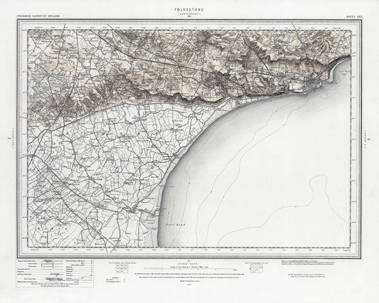 Old map of Folkestone and Hythe on the English Channel