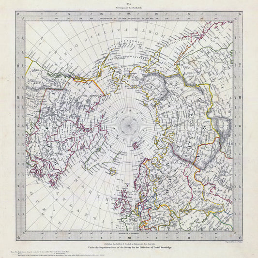 This North Pole map was originally published in 1831 under the superintendence of the Society for the Diffusion of Useful Knowledge